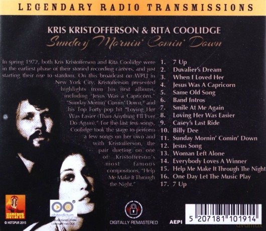 Kris Kristofferson & Rita Coolidge: Sunday Mornin Comin Down [CD]
