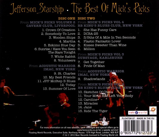 Jefferson Starship: The Best Of Micks Picks [2CD]