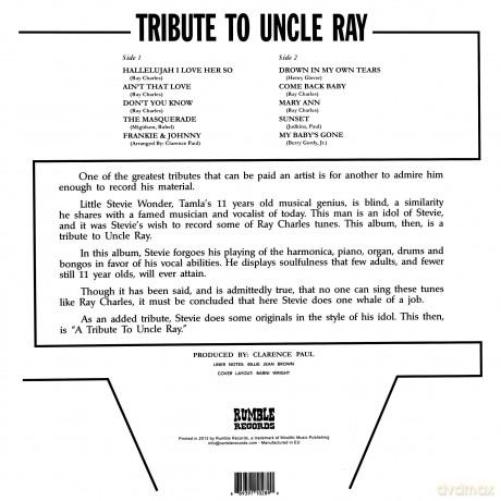 Stevie Wonder: Tribute To Uncle Ray [Winyl]