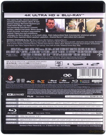 Tożsamość Bourne'a [Blu-Ray 4K]+[Blu-Ray]