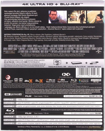 Tożsamość Bourne'a [Blu-Ray 4K]+[Blu-Ray]