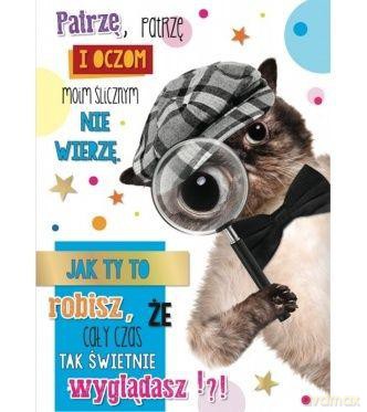 Karnet urodzinowy 3DV-045 kot z lupą
