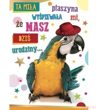 Karnet urodzinowy 3DV-052 papuga w kapeluszu