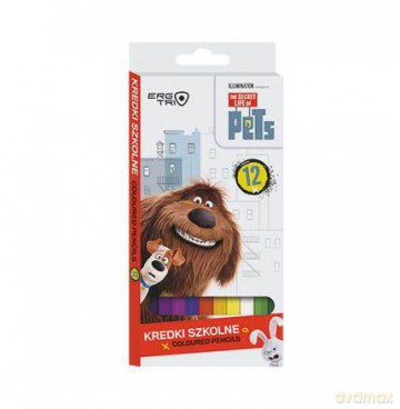 Kredki 12 kolorów trójkątne 18 cm w pudełku The secret life of pets