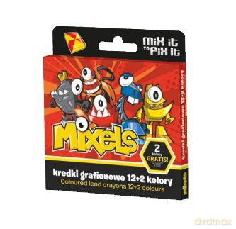 Kredki grafionowe 12 kolorów + 2 kredki gratis Mixels
