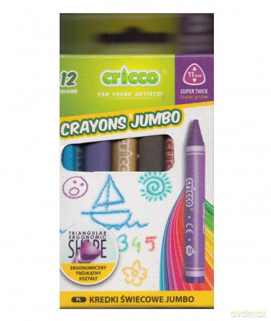 Kredki świecowe jumbo Cricco 12 kolorów