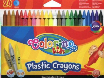 Kredki świecowe okrągłe plastikowe 24 kolory