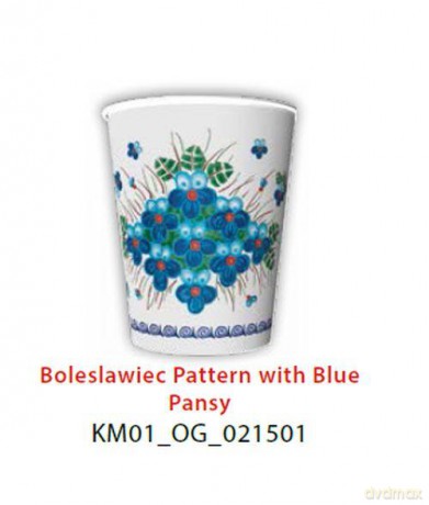 Kubeczki papierowe KM 021501 Boleslawiec Pattern with Blue Pansy