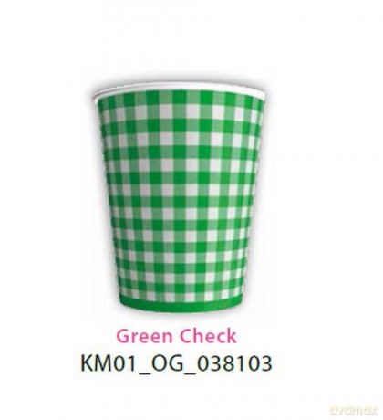 Kubeczki papierowe KM 038103 Zielona kratka