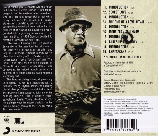 Dexter Gordon: Dexter Gordon-Live At Carnegie Hall (Original Columbia Jazz Classics) [CD]