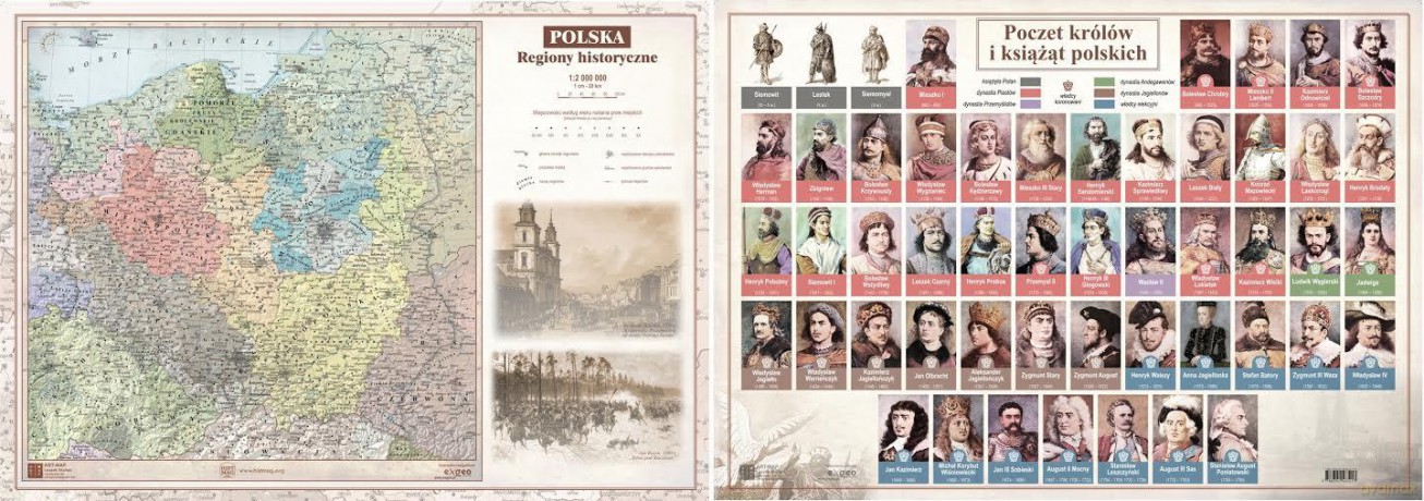 Mapa dwustronna Regiony Historyczne Polski [KSIĄŻKA]