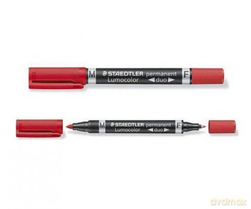 Marker permanentny Lumocolor Duo 348-2 czerwony