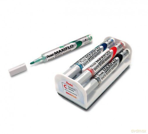 Marker suchościeralny 4 kolory Maxiflo z gąbką