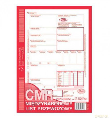 Międzynarodowy list przewozowy CMR A4 oryginał + 3 kopie