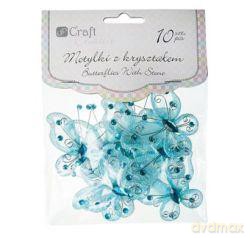 Motylki z kryształem 5 cm niebieskie