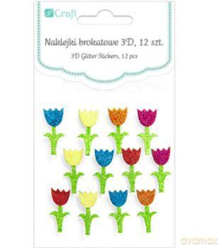 Naklejki 3D z brokatem - tulipany