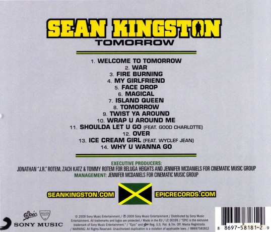 Sean Kingston: Tomorrow (New version w/o glasses) [CD]