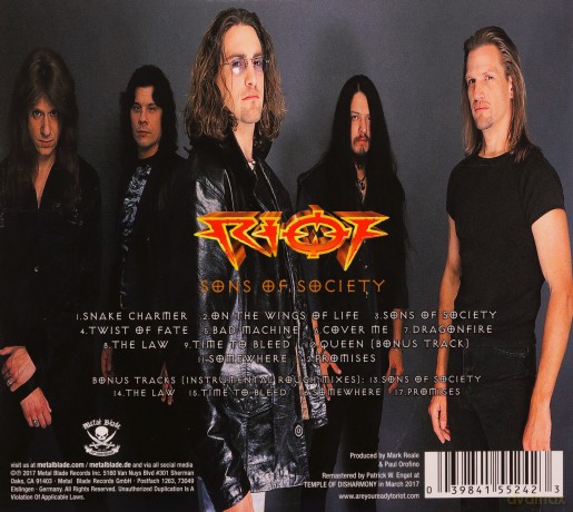Riot: Sons Of Society [CD]
