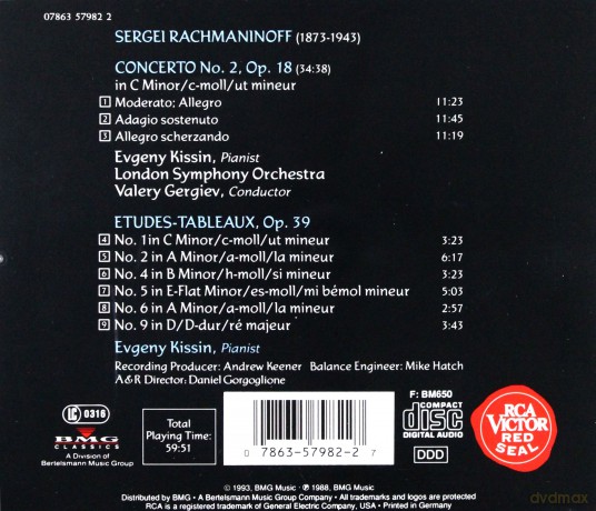 Evgeny Kissin: Rachmaninoff Concerto No. 2, 6 Etudes-Tableaux [CD]