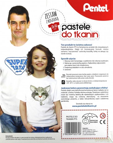 Kredki Pastele do tkanin 15 kolorów z koszulką