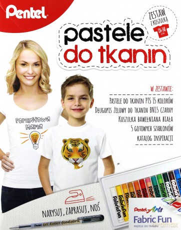 Kredki Pastele do tkanin 15 kolorów z koszulką
