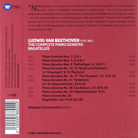 Stephen Kovacevich: Beethoven: The 32 Piano Sonatas, Bagatelles [9CD]