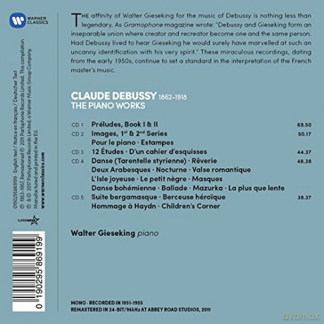 Walter Gieseking: Debussy: The Complete Piano Works [5CD]