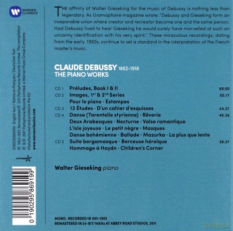 Walter Gieseking: Debussy: The Complete Piano Works [5CD]