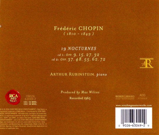 Arthur Rubinstein: Rubinstein Collection vol. 49: Chopin: Nocturnes [2CD]