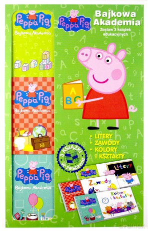 Bajkowa akademia Świnka Peppa: litery, zawody, kolory i kształty [KSIĄŻKA]