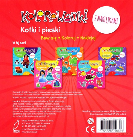 Kotki i pieski. Kolorowanki z naklejkami [KSIĄŻKA]