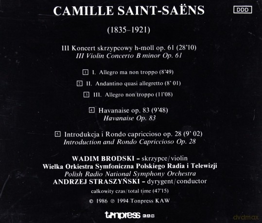 Camill Saint-Sans - III Koncert Skrzypcowy [CD]