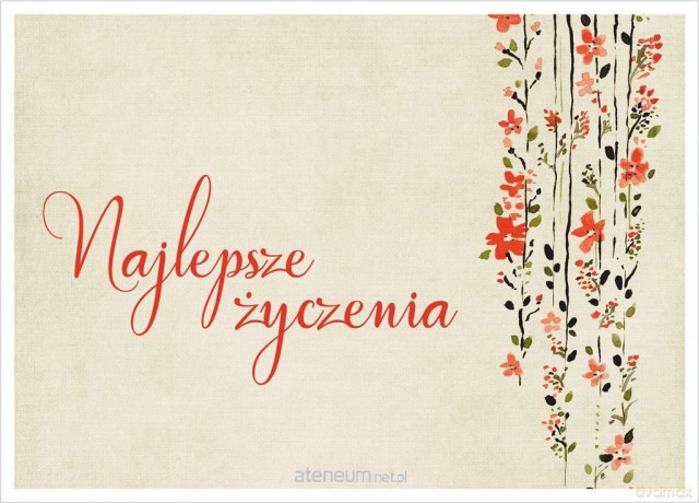 Kartka - Najlepsze życzenia - kaskada kwiatów