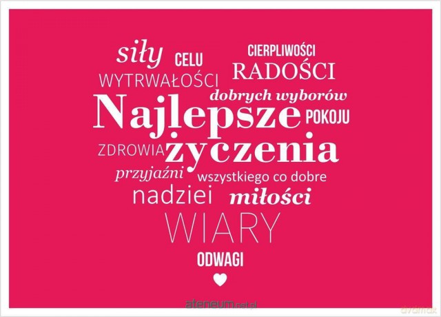 Kartka - Najlepsze życzenia - malinowa, serce