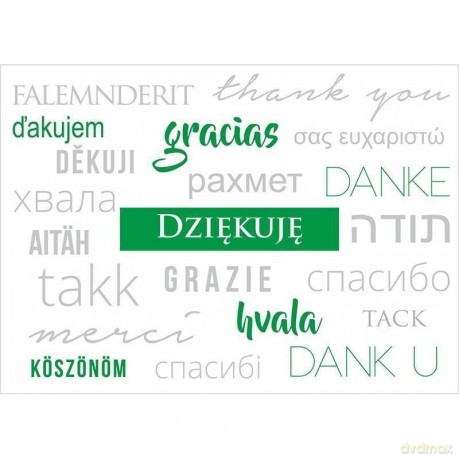 Kartka Dziękuję "zielono-szara"