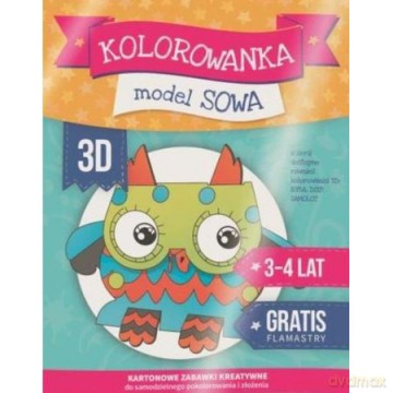 Kolorowanka 3D Model Sowa + flamastry gratis