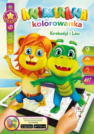 Kolorowanka A4/8 4D Lew i Krokodyl [KSIĄŻKA]