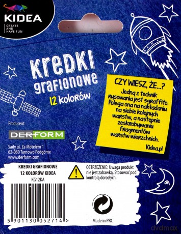 Kredki grafionowe 12 kolorów