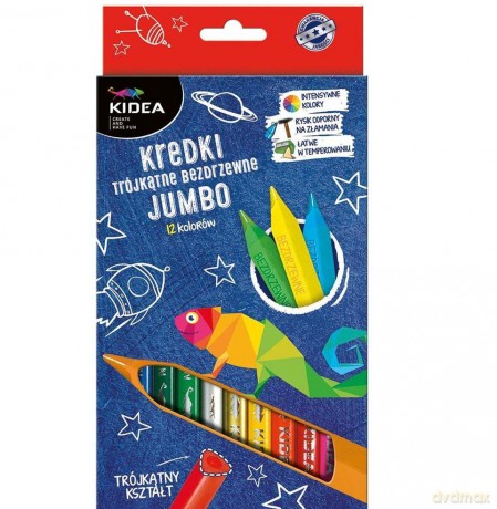 Kredki trójkątne bezdrzewne 12 kolorów Jumbo
