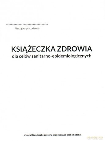 Książeczka zdrowia do celów sanitarno-epidemiologi [KSIĄŻKA]