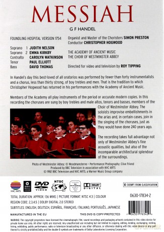 Ch. Hogwood/Aam/Cwa: Handel:Der Messias [DVD]