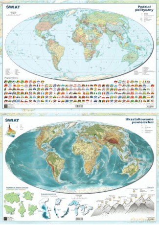 Mapa świata A2 Dwustronna laminowana