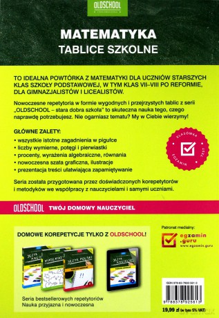 Matematyka. Tablice szkolne [KSIĄŻKA]