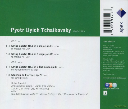 Keller Quartet: Tschaikowsky:String Quartets 1-3/Souve [2CD]