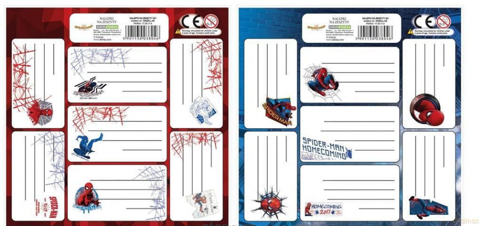Nalepki na zeszyty Spider-Man Homecoming (50 szt)