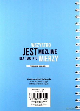 Notatnik A5 - Wszystko jest możliwe dla tego, kto