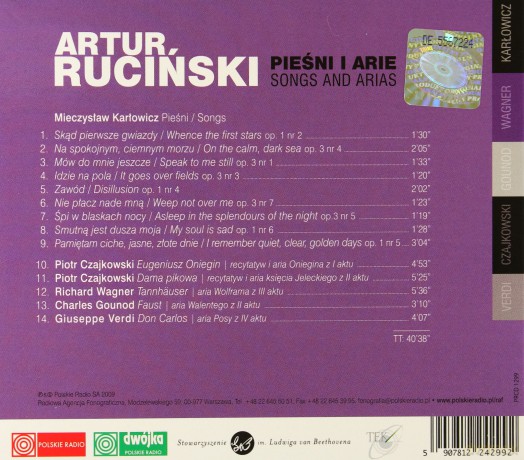 Artur Ruciński: Pieśni I Arie/Songs And Arias (digipack) [CD]