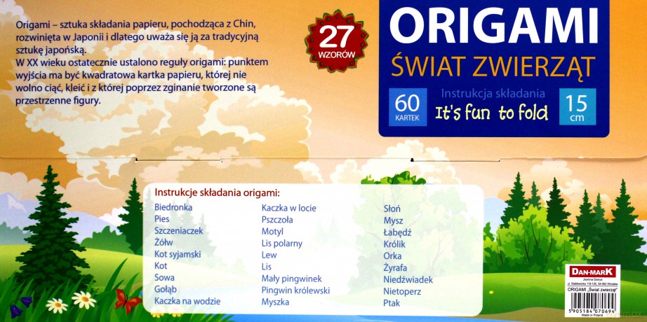 Origami w pudełku 31 x 15,5 Świat zwierząt