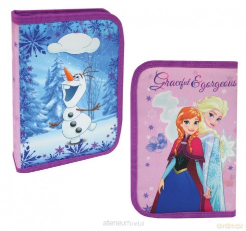 Piórnik 1 suwak 2 klapkowy z wyposażeniem Frozen