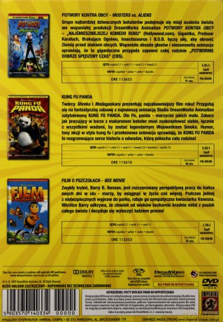 Kolekcja Dreamworks: Potwory kontra Obcy / Kung Fu Panda / Film o pszczołach BOX [3DVD]